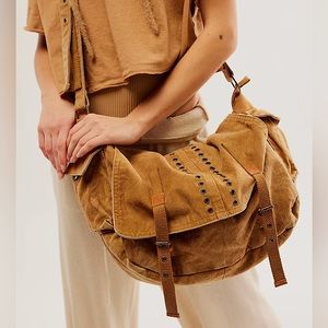 NEW Free People Zevon Distressed Messenger Bag